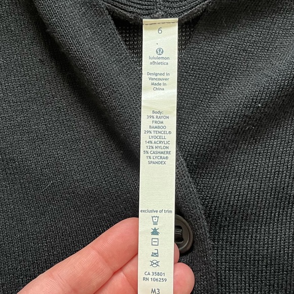 LULULEMON CASHMERE BLEND LONG LINE CARDIGAN CACOON SWEATER SIZE 6 MODERN CHIC - Picture 5 of 8